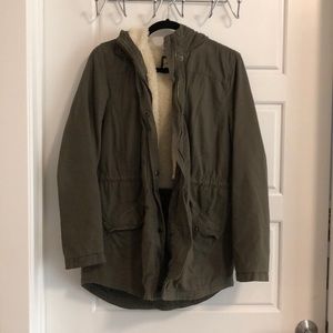 Sheer long army green winter coat